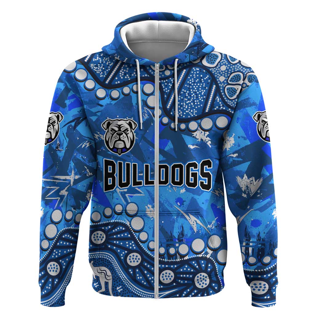 Personalized Canterbury-Bankstown Bulldogs Zip Hoodie Aboriginal Pattern with Graffiti Style Design