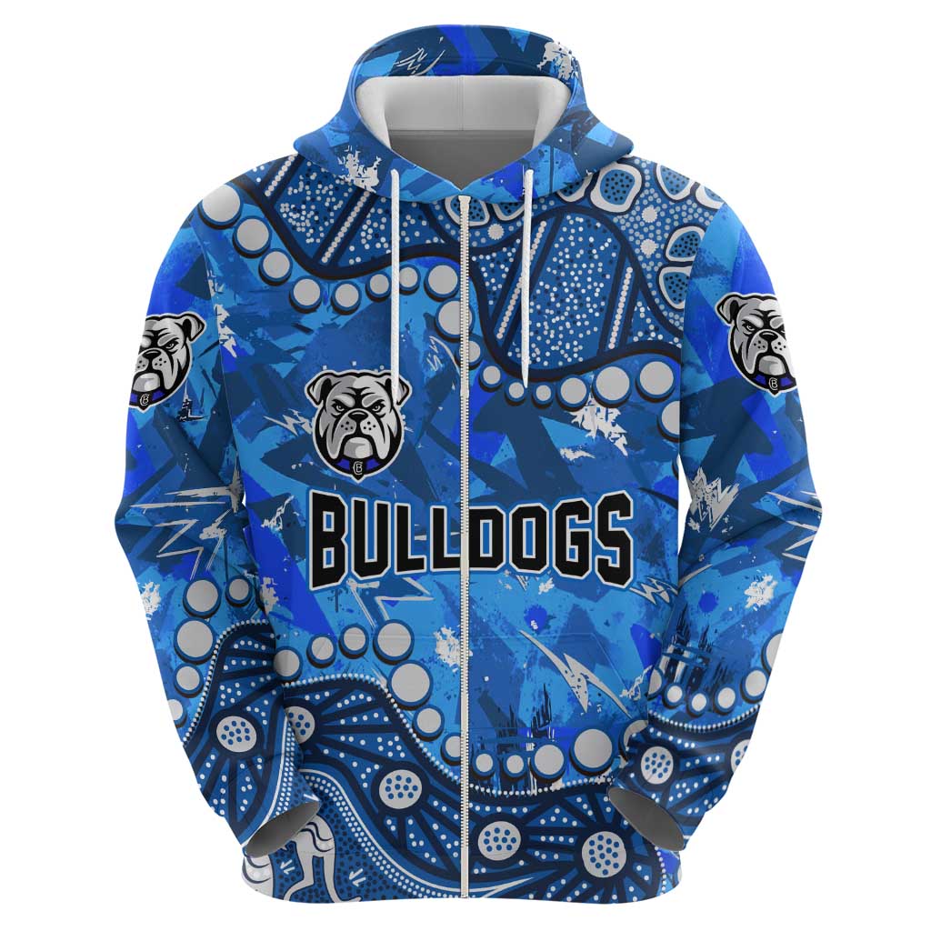 Personalized Canterbury-Bankstown Bulldogs Zip Hoodie Aboriginal Pattern with Graffiti Style Design