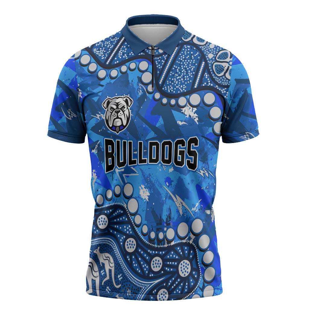 Personalized Canterbury-Bankstown Bulldogs Zipper Polo Shirt Aboriginal Pattern with Graffiti Style Design