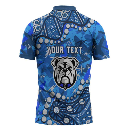 Personalized Canterbury-Bankstown Bulldogs Zipper Polo Shirt Aboriginal Pattern with Graffiti Style Design