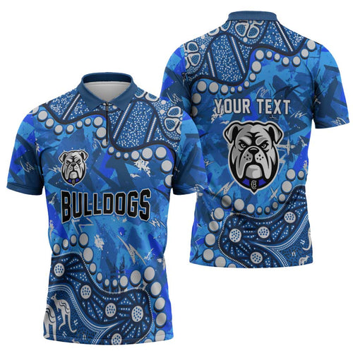 Personalized Canterbury-Bankstown Bulldogs Zipper Polo Shirt Aboriginal Pattern with Graffiti Style Design