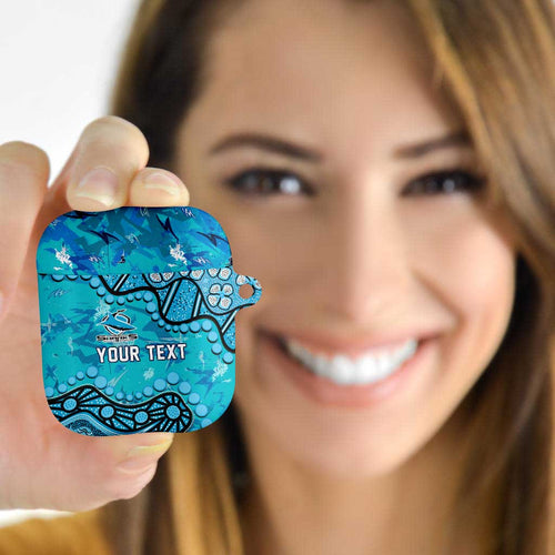 Personalized Cronulla-Sutherland Sharks AirPods Case Aboriginal Pattern with Graffiti Style Design