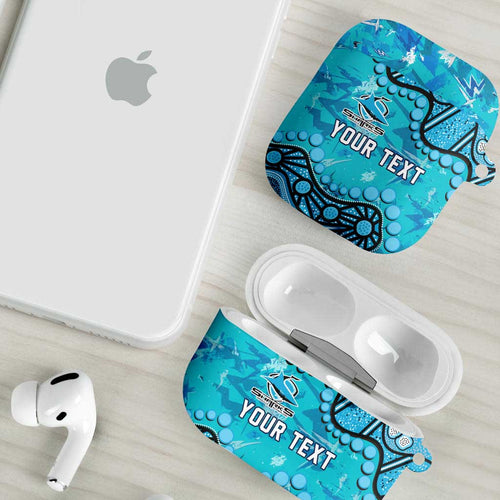 Personalized Cronulla-Sutherland Sharks AirPods Case Aboriginal Pattern with Graffiti Style Design