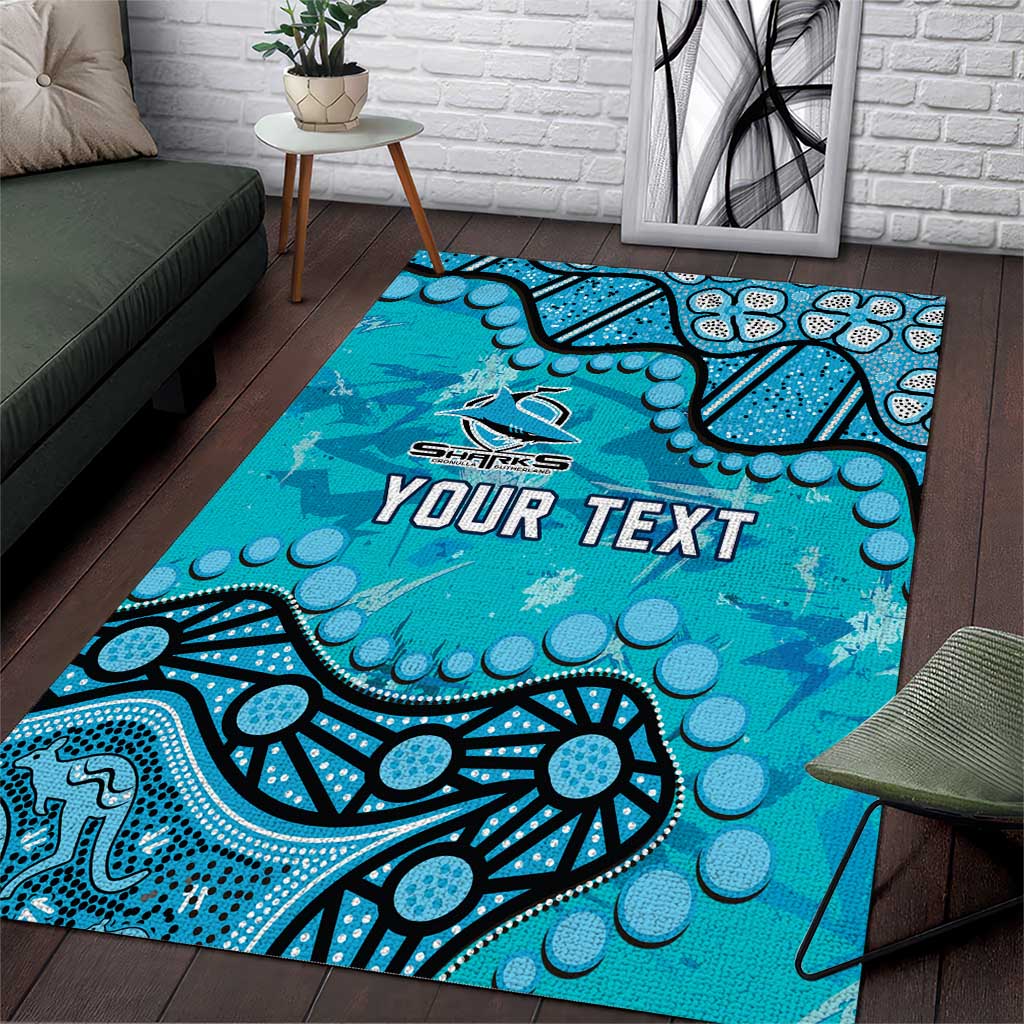 Personalized Cronulla-Sutherland Sharks Area Rug Aboriginal Pattern with Graffiti Style Design