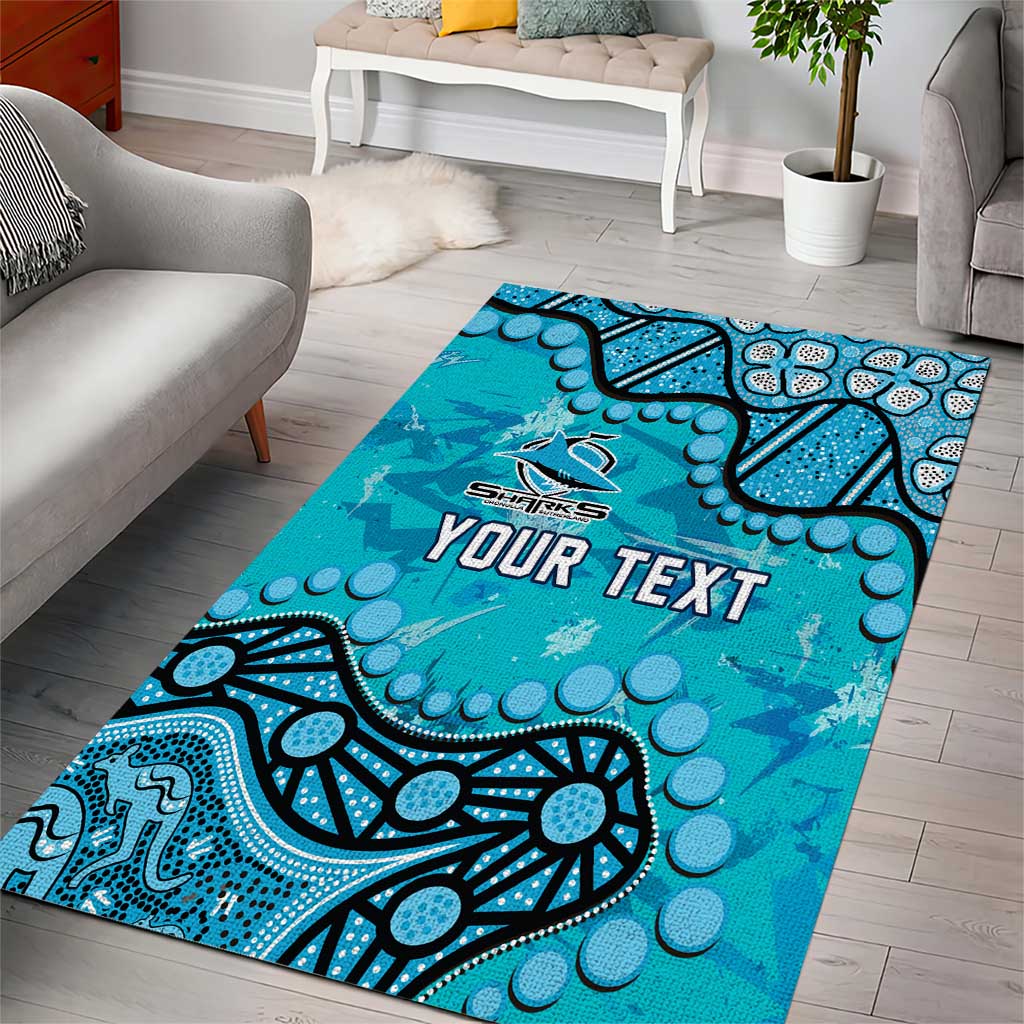 Personalized Cronulla-Sutherland Sharks Area Rug Aboriginal Pattern with Graffiti Style Design