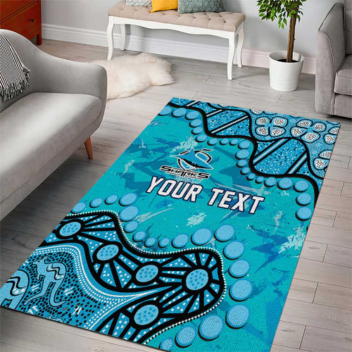 Personalized Cronulla-Sutherland Sharks Area Rug Aboriginal Pattern with Graffiti Style Design