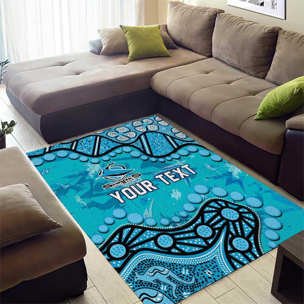 Personalized Cronulla-Sutherland Sharks Area Rug Aboriginal Pattern with Graffiti Style Design