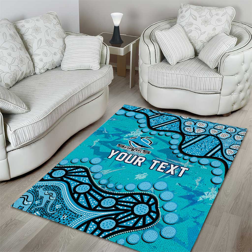 Personalized Cronulla-Sutherland Sharks Area Rug Aboriginal Pattern with Graffiti Style Design