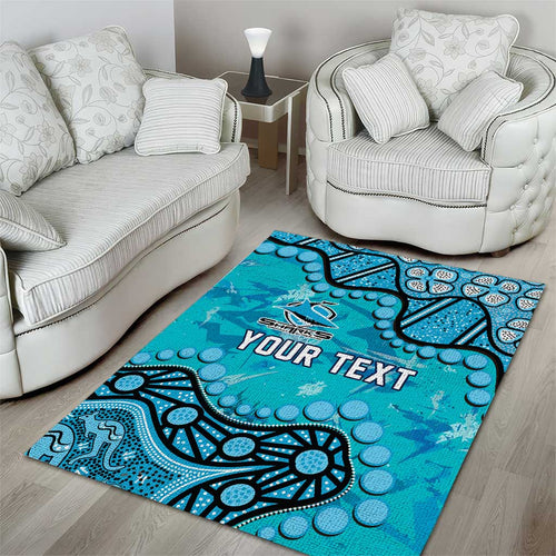 Personalized Cronulla-Sutherland Sharks Area Rug Aboriginal Pattern with Graffiti Style Design