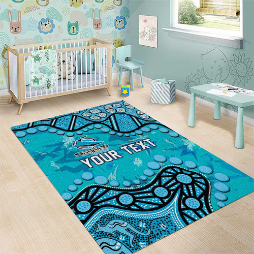 Personalized Cronulla-Sutherland Sharks Area Rug Aboriginal Pattern with Graffiti Style Design