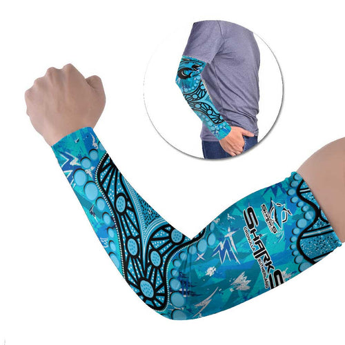 Personalized Cronulla-Sutherland Sharks Arm Sleeves Aboriginal Pattern with Graffiti Style Design