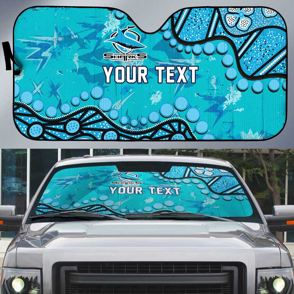 Personalized Cronulla-Sutherland Sharks Auto Sun Shade Aboriginal Pattern with Graffiti Style Design
