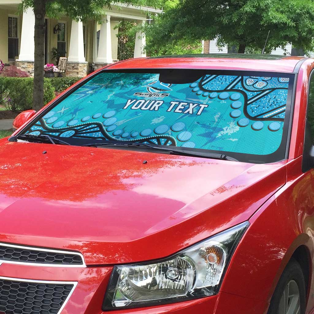 Personalized Cronulla-Sutherland Sharks Auto Sun Shade Aboriginal Pattern with Graffiti Style Design
