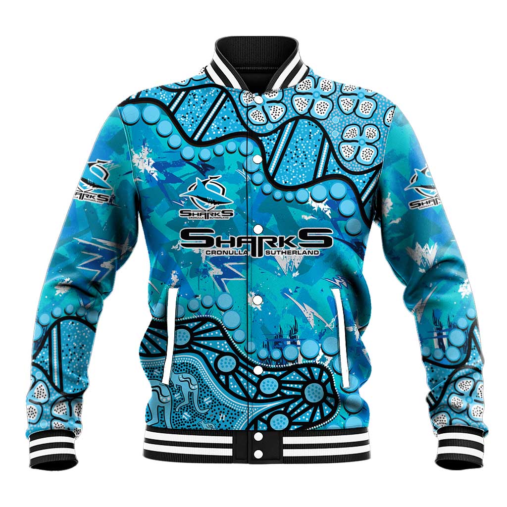 Personalized Cronulla-Sutherland Sharks Baseball Jacket Aboriginal Pattern with Graffiti Style Design