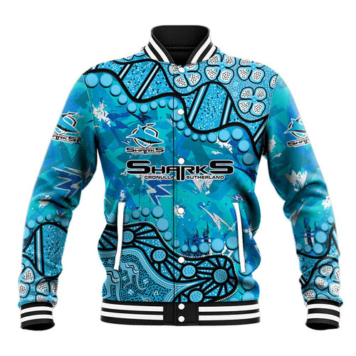 Personalized Cronulla-Sutherland Sharks Baseball Jacket Aboriginal Pattern with Graffiti Style Design