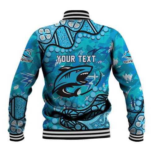 Personalized Cronulla-Sutherland Sharks Baseball Jacket Aboriginal Pattern with Graffiti Style Design