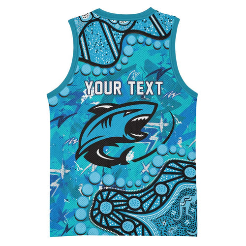 Personalized Cronulla-Sutherland Sharks Basketball Jersey Aboriginal Pattern with Graffiti Style Design