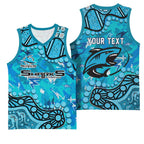 Personalized Cronulla-Sutherland Sharks Basketball Jersey Aboriginal Pattern with Graffiti Style Design