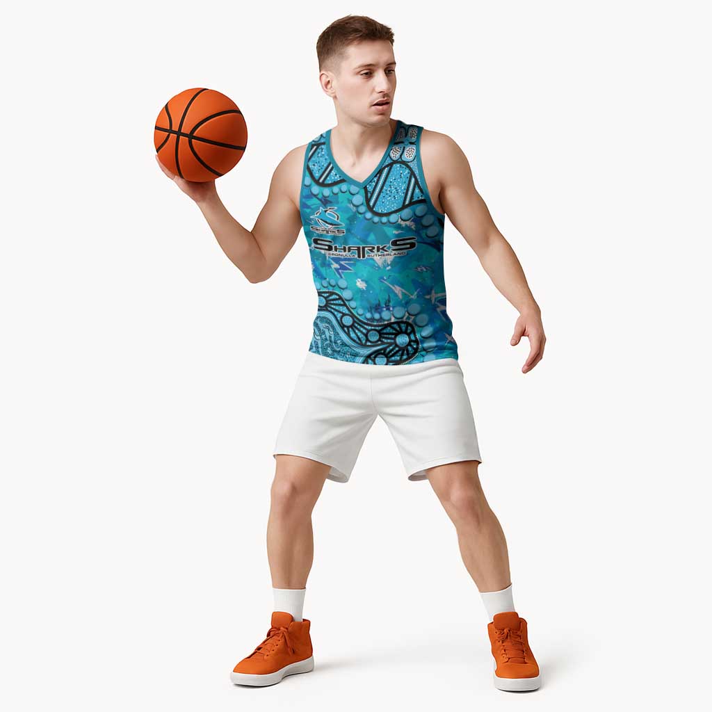 Personalized Cronulla-Sutherland Sharks Basketball Jersey Aboriginal Pattern with Graffiti Style Design