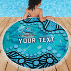 Personalized Cronulla-Sutherland Sharks Beach Blanket Aboriginal Pattern with Graffiti Style Design