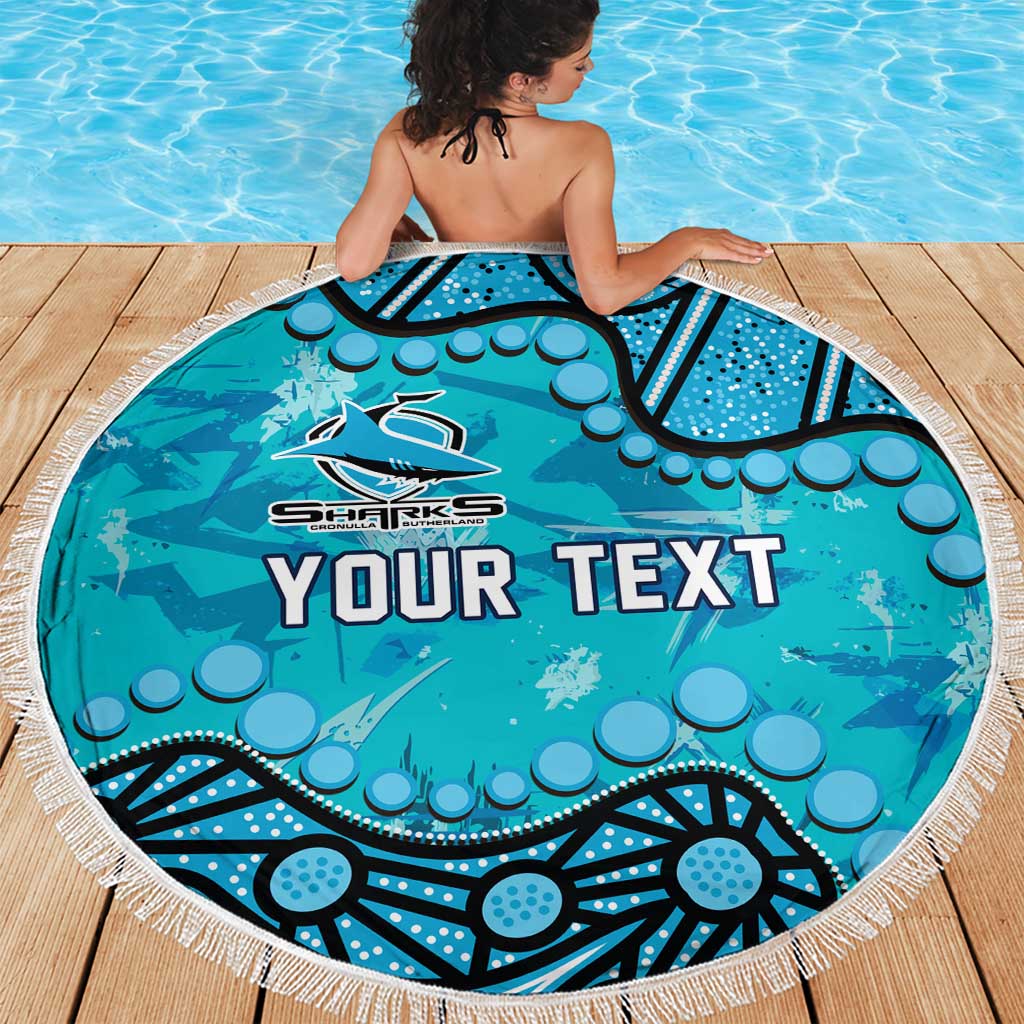 Personalized Cronulla-Sutherland Sharks Beach Blanket Aboriginal Pattern with Graffiti Style Design