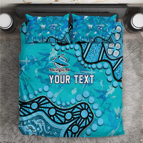 Personalized Cronulla-Sutherland Sharks Bedding Set Aboriginal Pattern with Graffiti Style Design