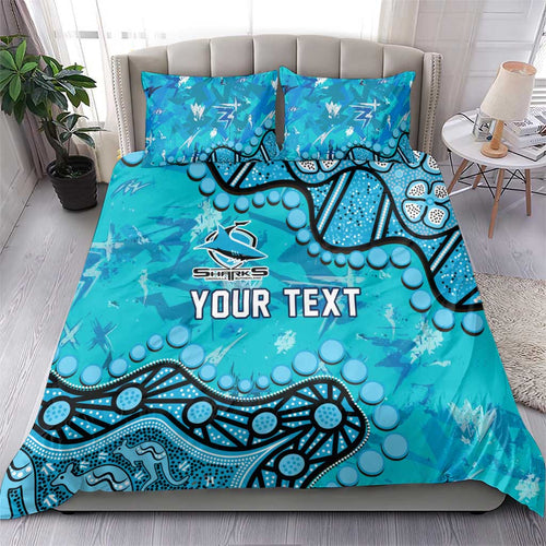Personalized Cronulla-Sutherland Sharks Bedding Set Aboriginal Pattern with Graffiti Style Design