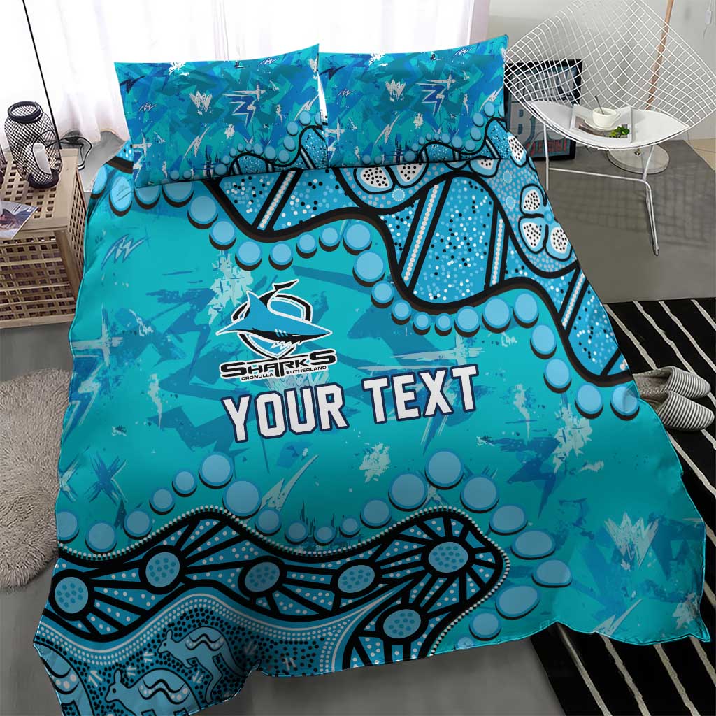 Personalized Cronulla-Sutherland Sharks Bedding Set Aboriginal Pattern with Graffiti Style Design