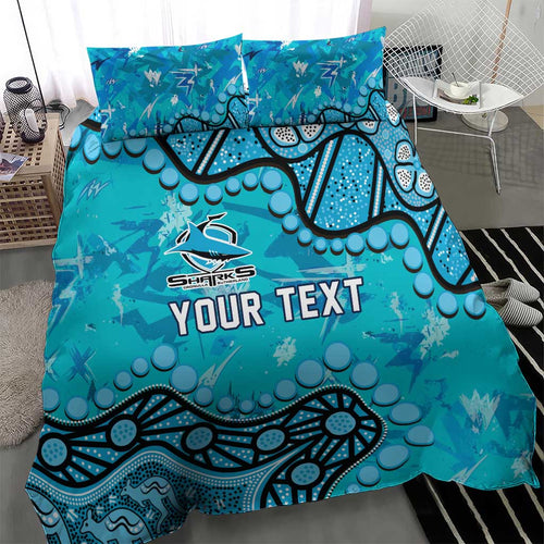 Personalized Cronulla-Sutherland Sharks Bedding Set Aboriginal Pattern with Graffiti Style Design