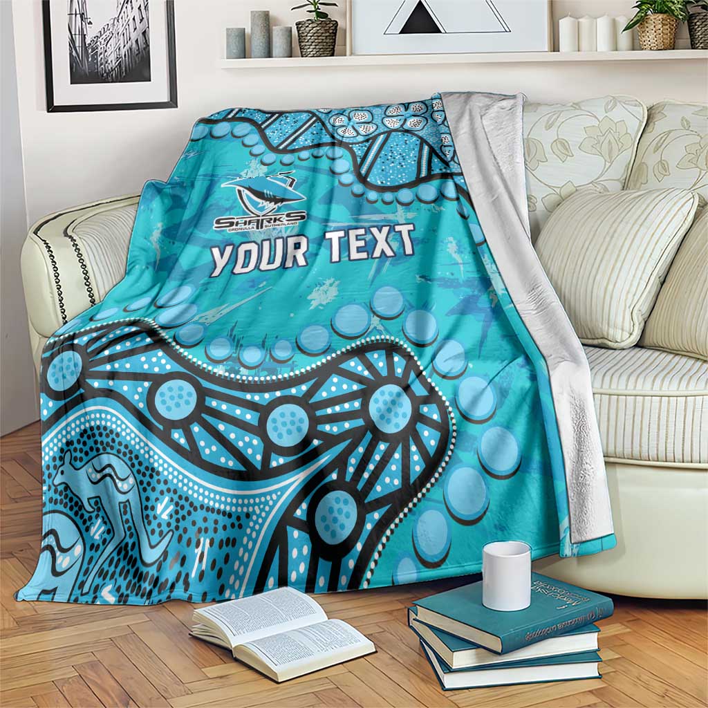 Personalized Cronulla-Sutherland Sharks Blanket Aboriginal Pattern with Graffiti Style Design