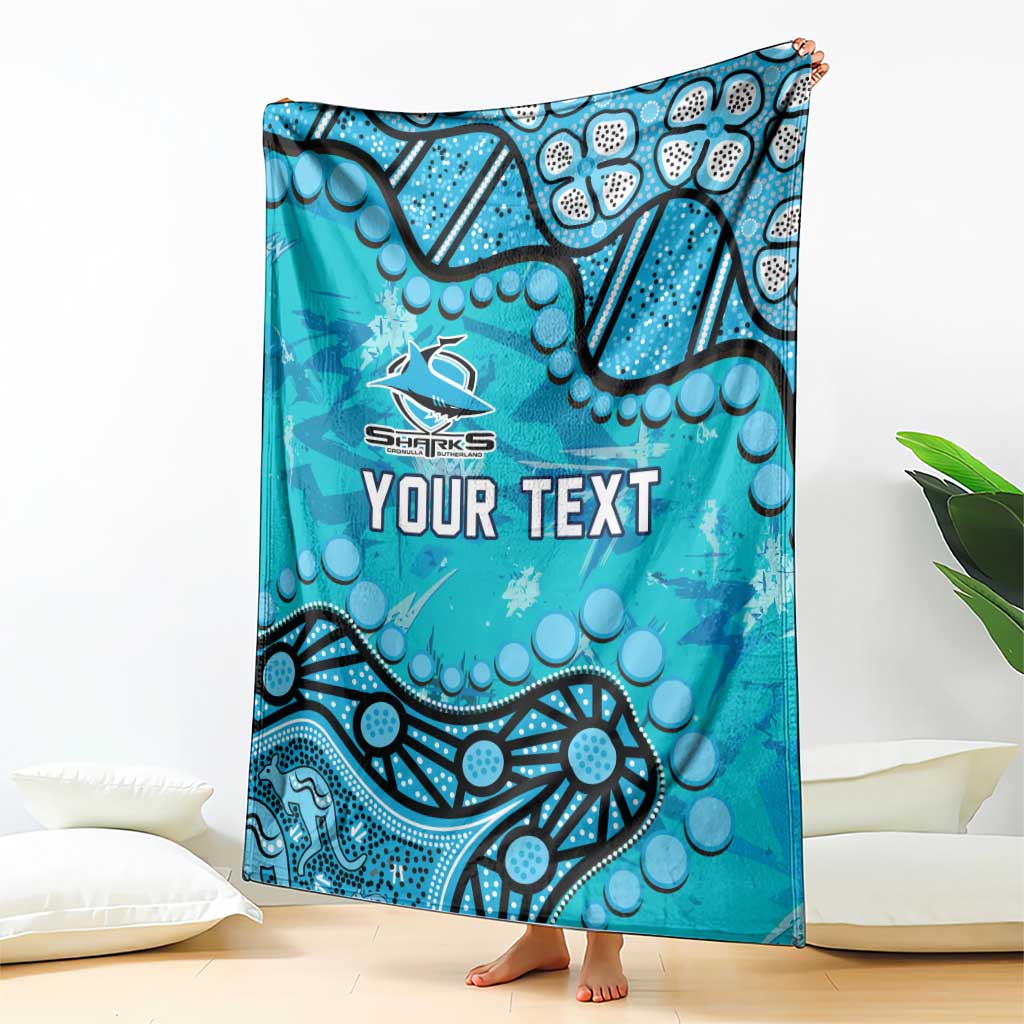 Personalized Cronulla-Sutherland Sharks Blanket Aboriginal Pattern with Graffiti Style Design