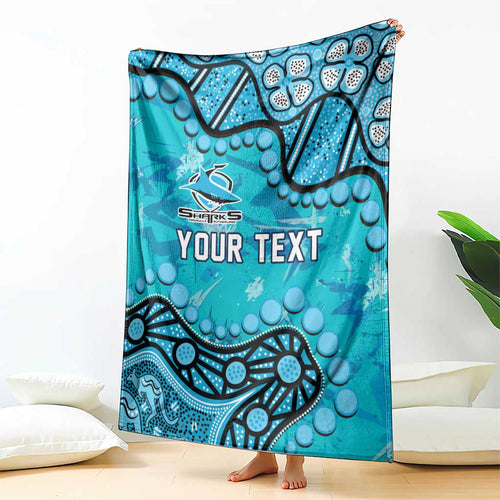 Personalized Cronulla-Sutherland Sharks Blanket Aboriginal Pattern with Graffiti Style Design