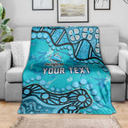 Personalized Cronulla-Sutherland Sharks Blanket Aboriginal Pattern with Graffiti Style Design