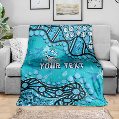 Personalized Cronulla-Sutherland Sharks Blanket Aboriginal Pattern with Graffiti Style Design