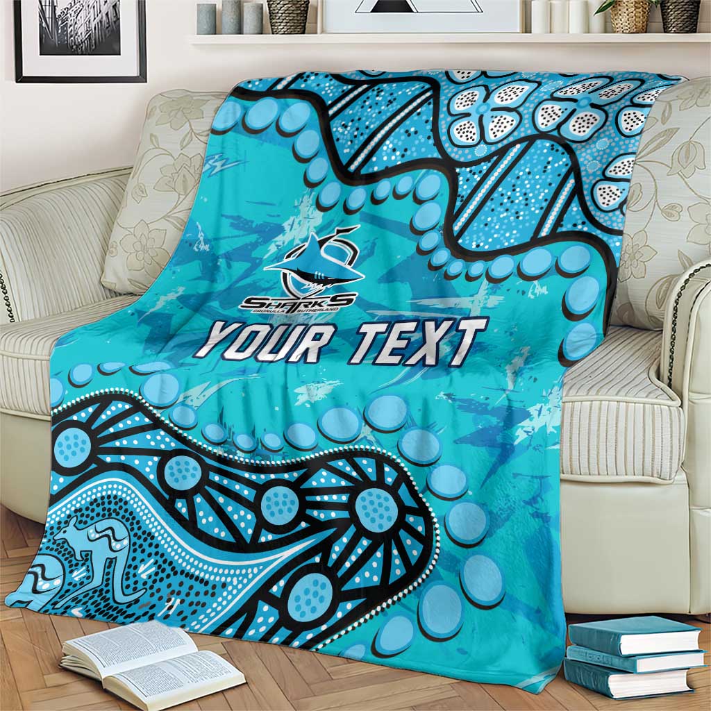 Personalized Cronulla-Sutherland Sharks Blanket Aboriginal Pattern with Graffiti Style Design