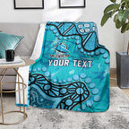 Personalized Cronulla-Sutherland Sharks Blanket Aboriginal Pattern with Graffiti Style Design