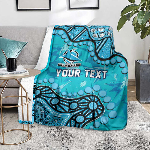 Personalized Cronulla-Sutherland Sharks Blanket Aboriginal Pattern with Graffiti Style Design