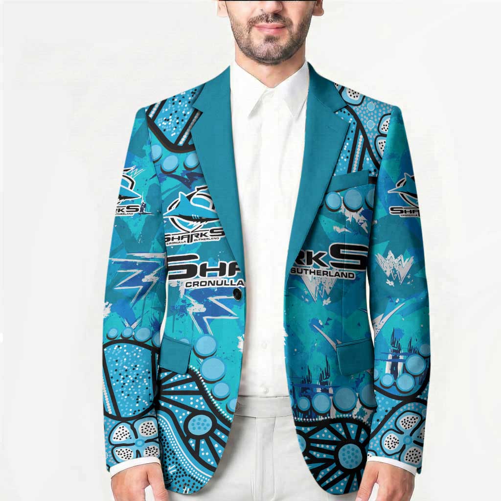 Personalized Cronulla-Sutherland Sharks Blazer Aboriginal Pattern with Graffiti Style Design