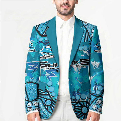 Personalized Cronulla-Sutherland Sharks Blazer Aboriginal Pattern with Graffiti Style Design