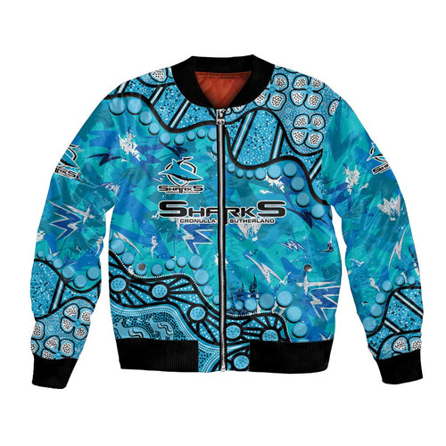 Personalized Cronulla-Sutherland Sharks Bomber Jacket Aboriginal Pattern with Graffiti Style Design