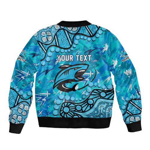 Personalized Cronulla-Sutherland Sharks Bomber Jacket Aboriginal Pattern with Graffiti Style Design