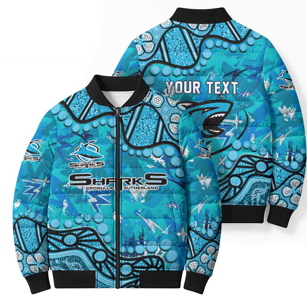 Personalized Cronulla-Sutherland Sharks Bomber Puffer Jacket Aboriginal Pattern with Graffiti Style Design