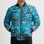 Personalized Cronulla-Sutherland Sharks Bomber Puffer Jacket Aboriginal Pattern with Graffiti Style Design