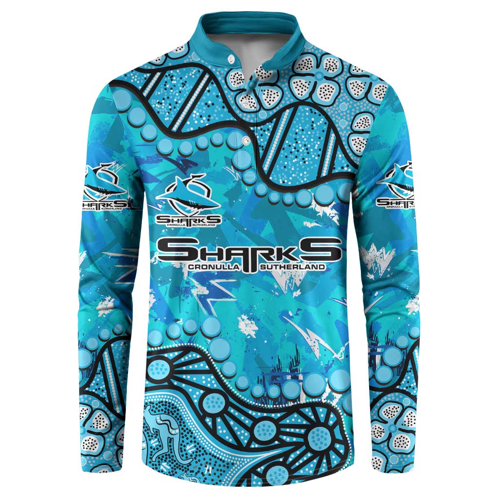 Personalized Cronulla-Sutherland Sharks Button Sweatshirt Aboriginal Pattern with Graffiti Style Design