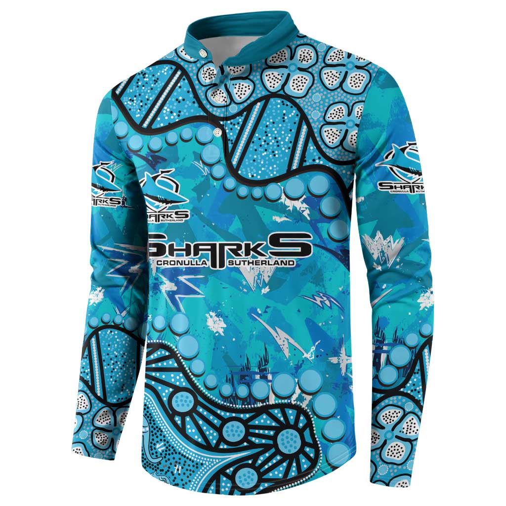 Personalized Cronulla-Sutherland Sharks Button Sweatshirt Aboriginal Pattern with Graffiti Style Design