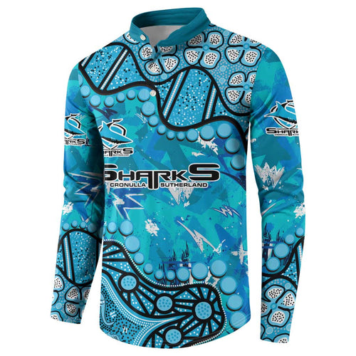 Personalized Cronulla-Sutherland Sharks Button Sweatshirt Aboriginal Pattern with Graffiti Style Design