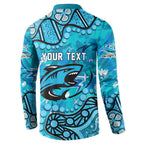 Personalized Cronulla-Sutherland Sharks Button Sweatshirt Aboriginal Pattern with Graffiti Style Design