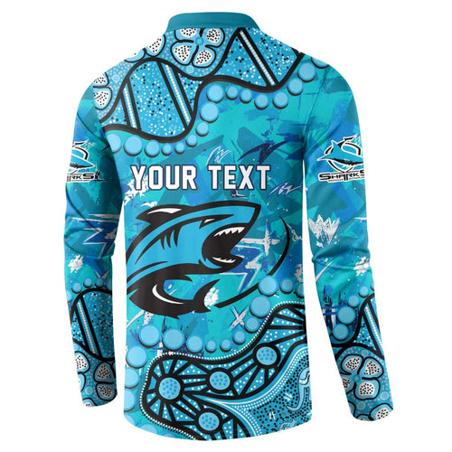 Personalized Cronulla-Sutherland Sharks Button Sweatshirt Aboriginal Pattern with Graffiti Style Design