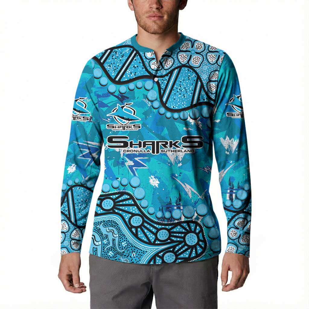 Personalized Cronulla-Sutherland Sharks Button Sweatshirt Aboriginal Pattern with Graffiti Style Design