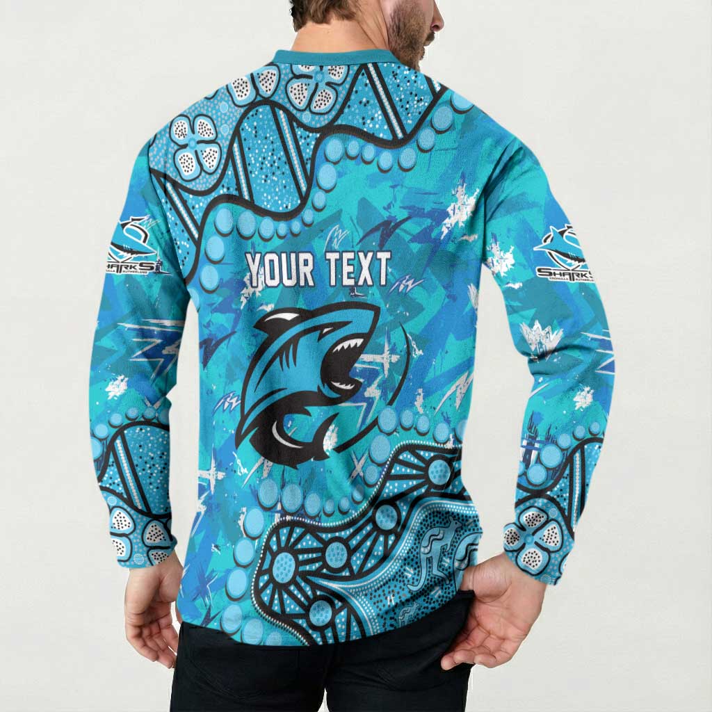 Personalized Cronulla-Sutherland Sharks Button Sweatshirt Aboriginal Pattern with Graffiti Style Design